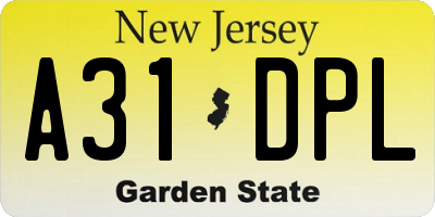 NJ license plate A31DPL