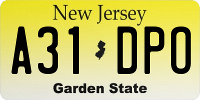 NJ license plate A31DPO