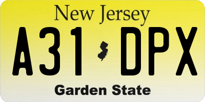 NJ license plate A31DPX
