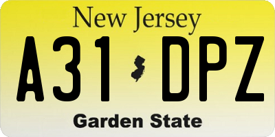 NJ license plate A31DPZ