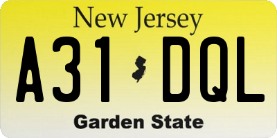 NJ license plate A31DQL