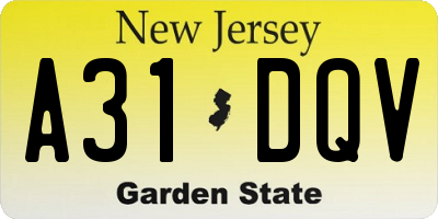 NJ license plate A31DQV