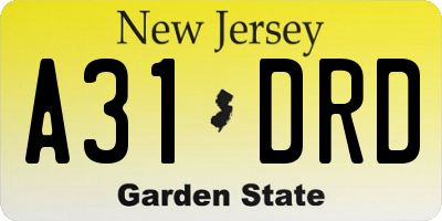 NJ license plate A31DRD