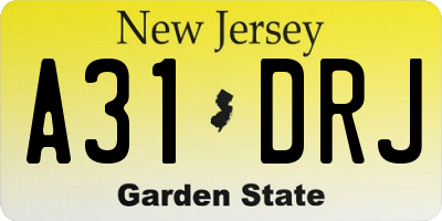 NJ license plate A31DRJ