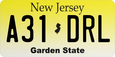 NJ license plate A31DRL