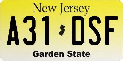 NJ license plate A31DSF