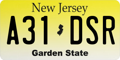 NJ license plate A31DSR