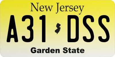 NJ license plate A31DSS