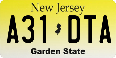 NJ license plate A31DTA