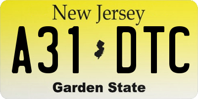 NJ license plate A31DTC