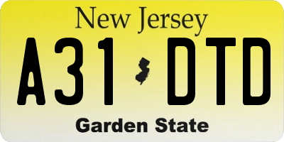 NJ license plate A31DTD