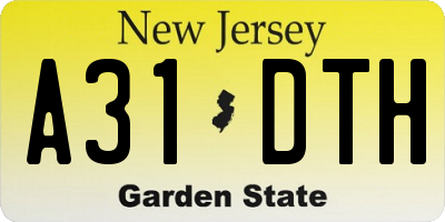 NJ license plate A31DTH