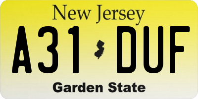 NJ license plate A31DUF
