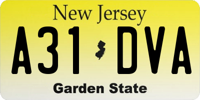 NJ license plate A31DVA