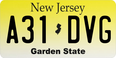 NJ license plate A31DVG
