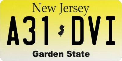 NJ license plate A31DVI