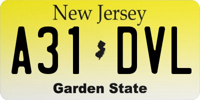 NJ license plate A31DVL