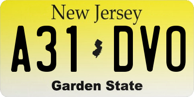 NJ license plate A31DVO