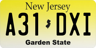 NJ license plate A31DXI