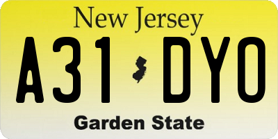NJ license plate A31DYO