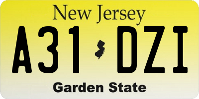 NJ license plate A31DZI