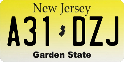 NJ license plate A31DZJ
