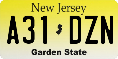 NJ license plate A31DZN