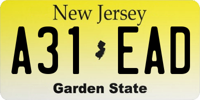 NJ license plate A31EAD
