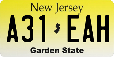 NJ license plate A31EAH