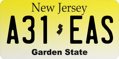 NJ license plate A31EAS