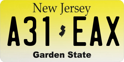 NJ license plate A31EAX