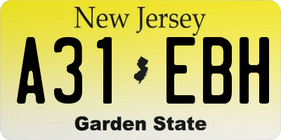 NJ license plate A31EBH
