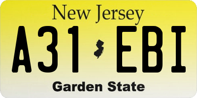 NJ license plate A31EBI