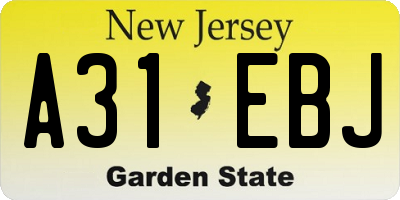 NJ license plate A31EBJ
