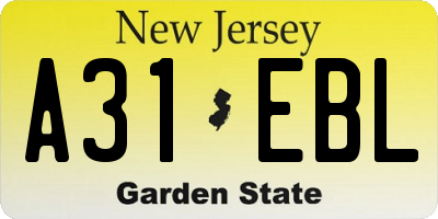 NJ license plate A31EBL