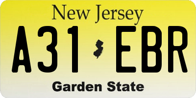 NJ license plate A31EBR