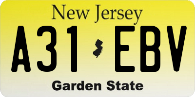 NJ license plate A31EBV