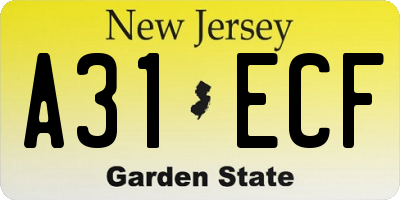 NJ license plate A31ECF