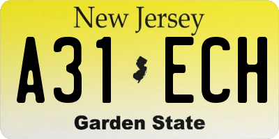 NJ license plate A31ECH