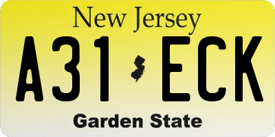 NJ license plate A31ECK