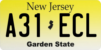 NJ license plate A31ECL