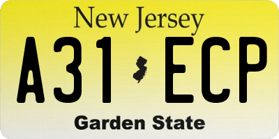 NJ license plate A31ECP