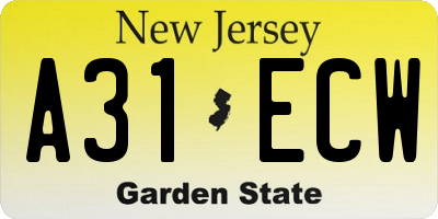 NJ license plate A31ECW