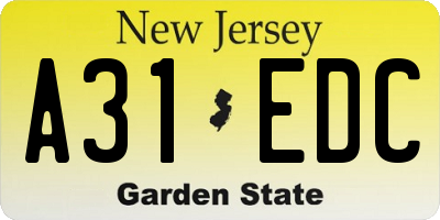 NJ license plate A31EDC
