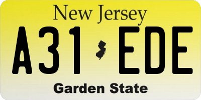 NJ license plate A31EDE