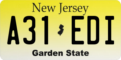 NJ license plate A31EDI