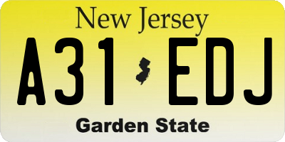 NJ license plate A31EDJ