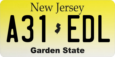 NJ license plate A31EDL
