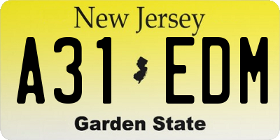 NJ license plate A31EDM