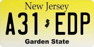 NJ license plate A31EDP